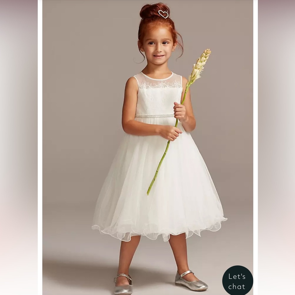 David’s Bridal White Flower girl dress, size 6 kids